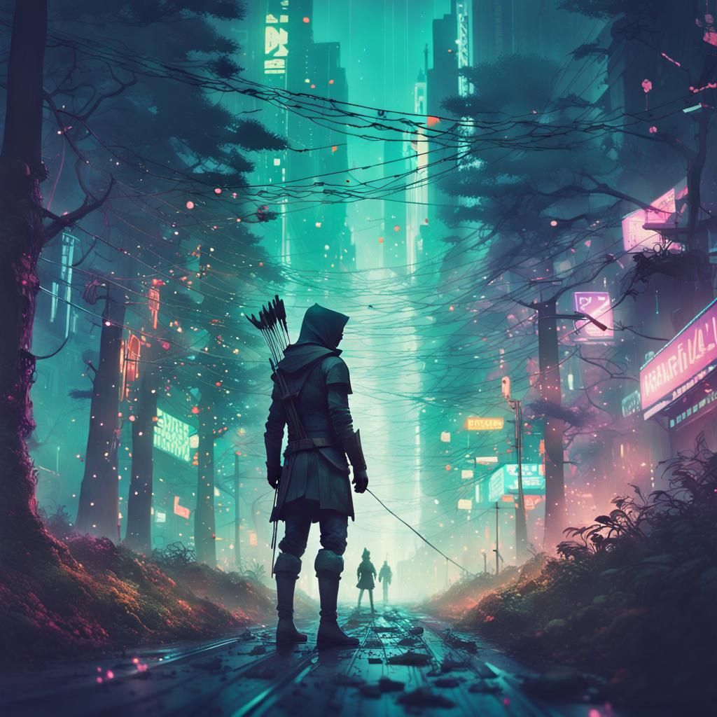 Cyberpunk Robin Hood  by @Minium