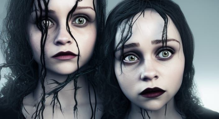 Christina Ricci in Goth make up, Stable Diffusion