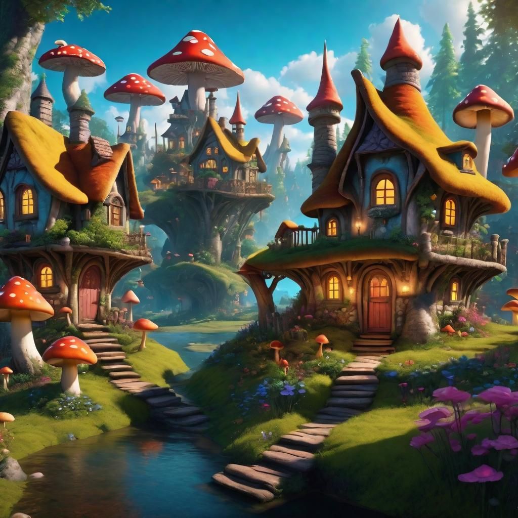 (fantastical fairy village:1.1) enchanted to be (cute:1.1) f...