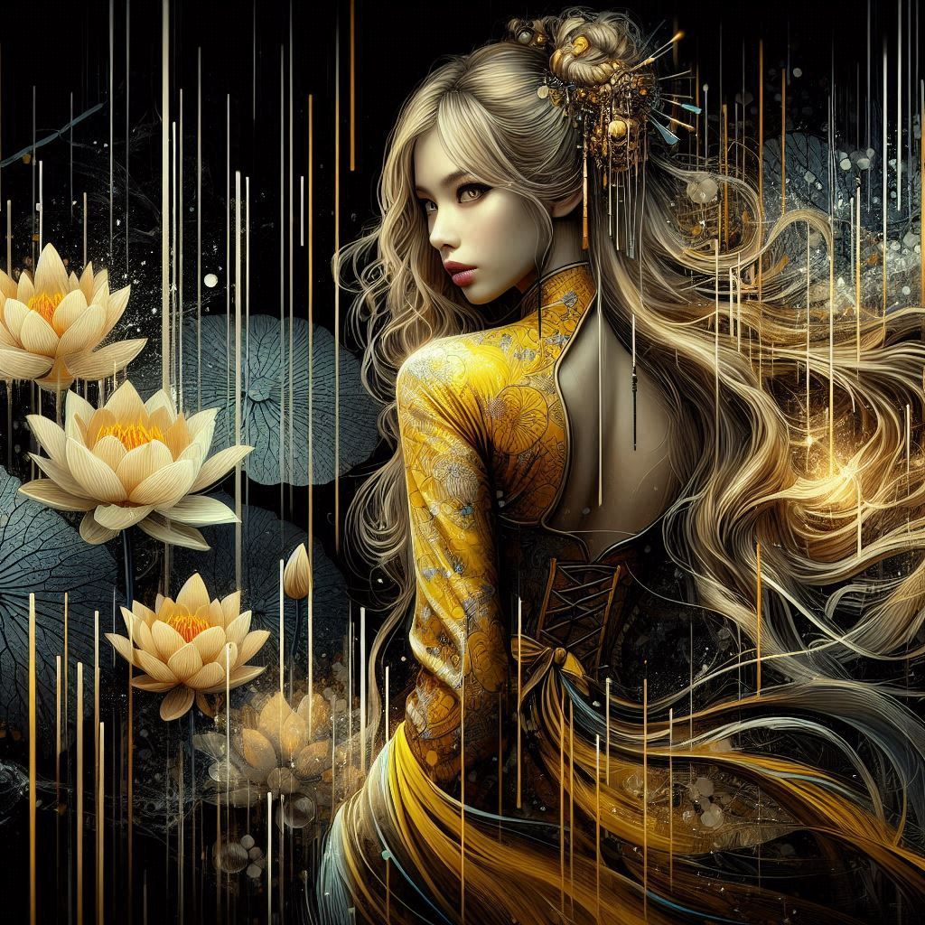 Mysterious chinese woman with  fitted dress