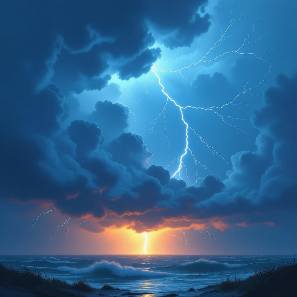 Hurricane Storm with Lightning in Apocalyptic Style