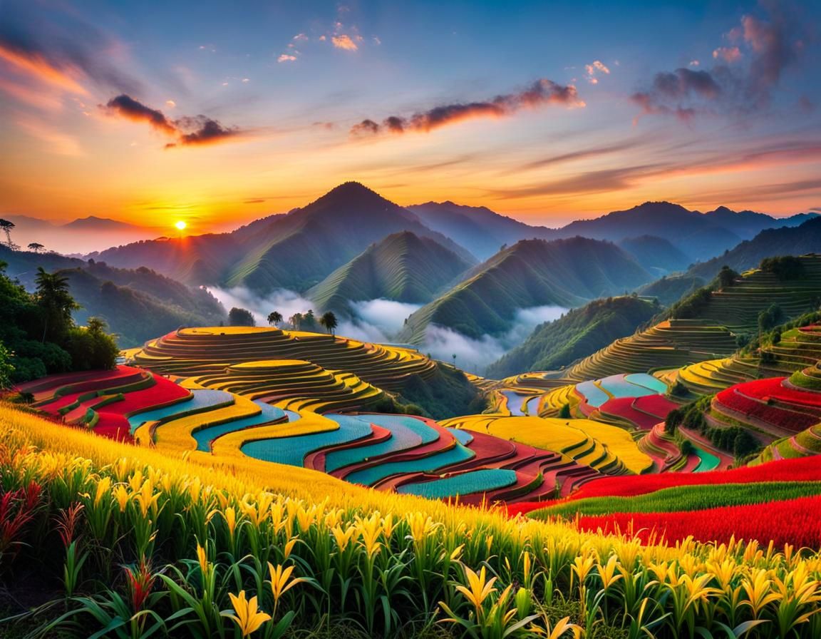 Banaue Flower Terraces  by @Yurinator
