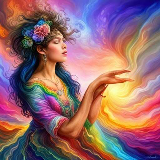 A woman is like the color of the rainbow, very colorful and so beautiful.  by @LoisD