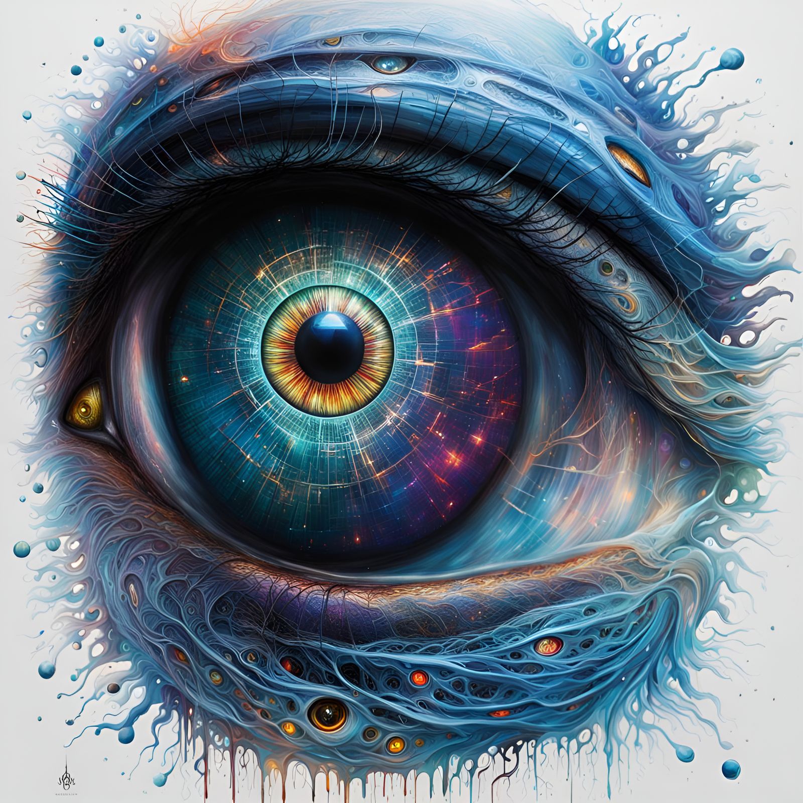 Hyperrealistic Eye Art in Maximalist Photoillustration