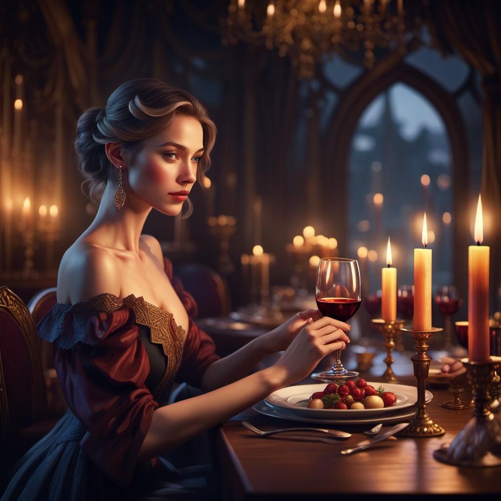 Dinner with a woman - AI Generated Artwork - NightCafe Creator