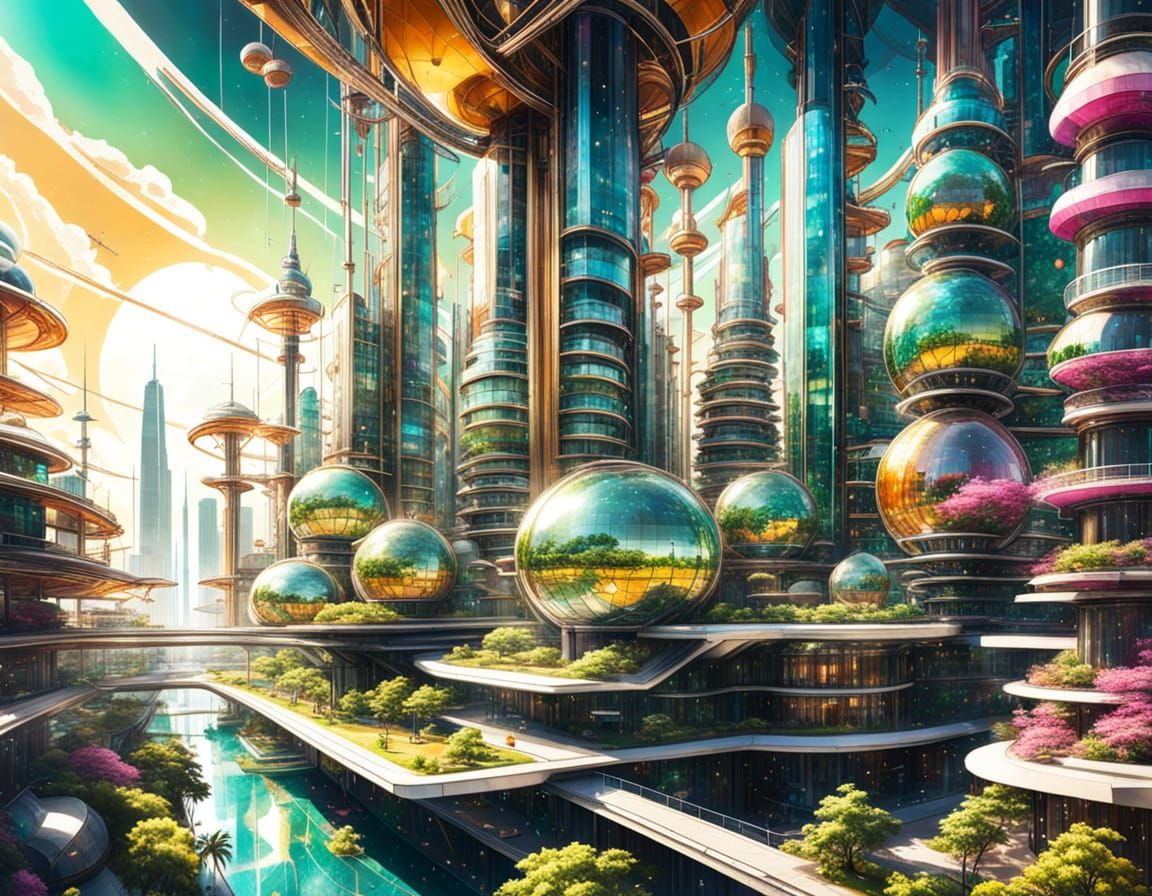 Stunning Solarpunk Megapolis  by @Gothic Art N Stuff by Ang