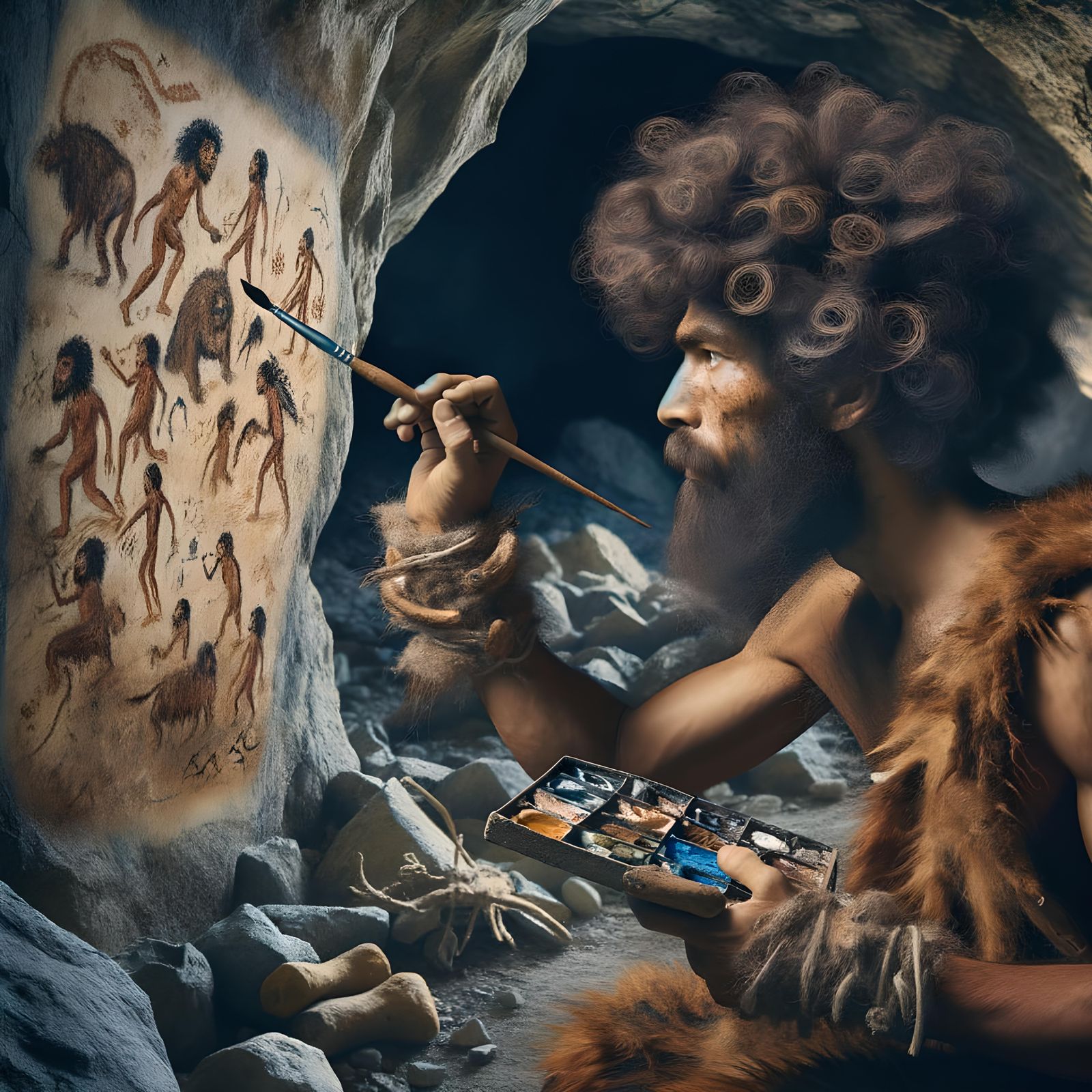 Early Bob Ross photograph,the joy of cave-painting.  by @Highrisehero