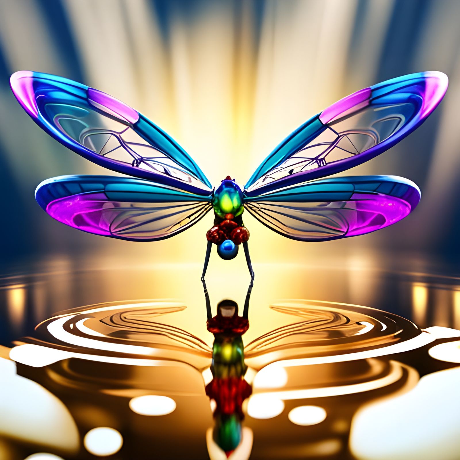 Dragonfly Reflection AI Generated Artwork NightCafe Creator
