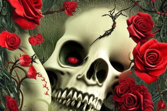Goth Skull & Roses