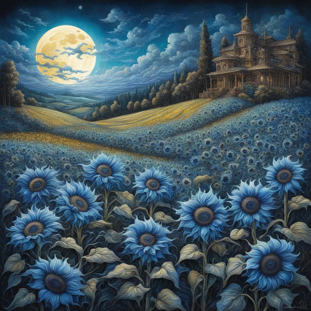 blue sunflowers