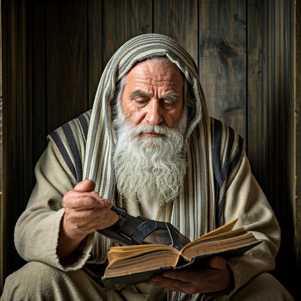 Biblical Sage in Palace Guardhouse, Reaching Out in Humility