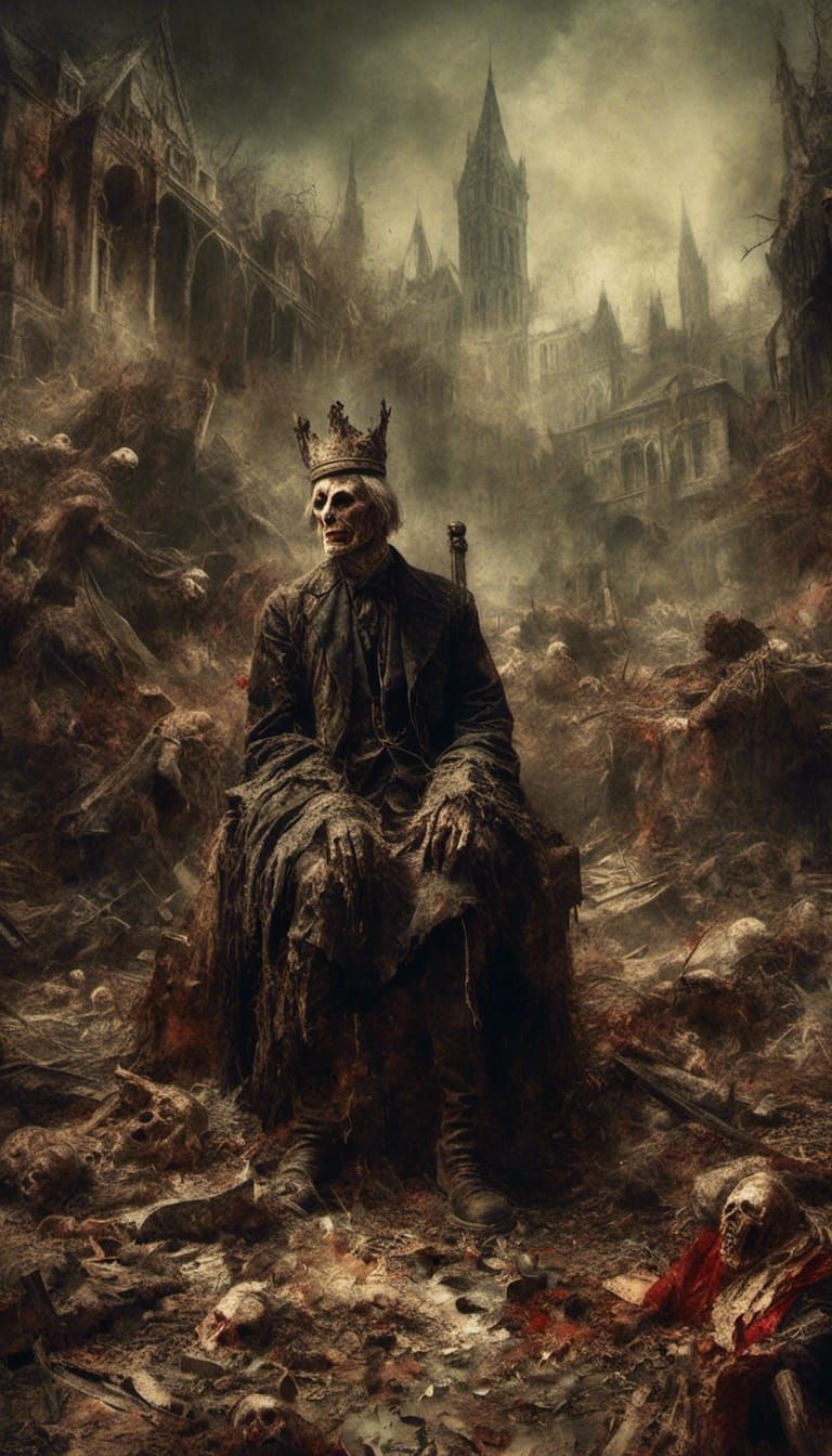 <lora:Macabre:1.0> A king taken his taxes from the poor