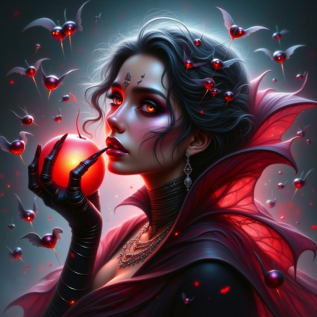 A beautiful female vampire. <lora:FiosFantasyGlow:1.0>   by @Aquaman420