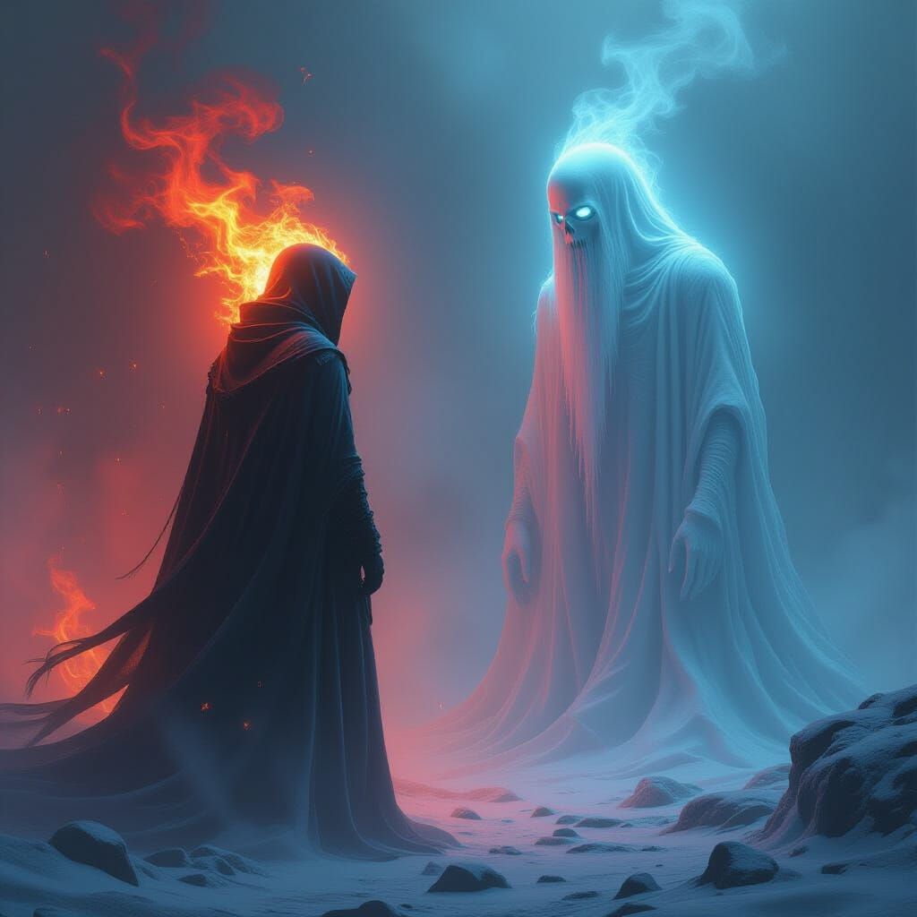 Ghost of fire against ghost of ice