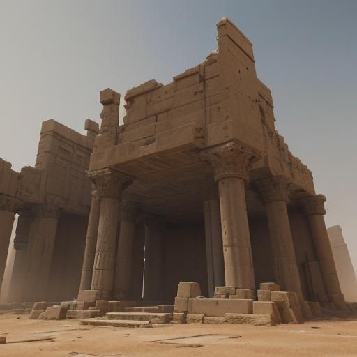 Ruins of Gobekli in a sandstorm