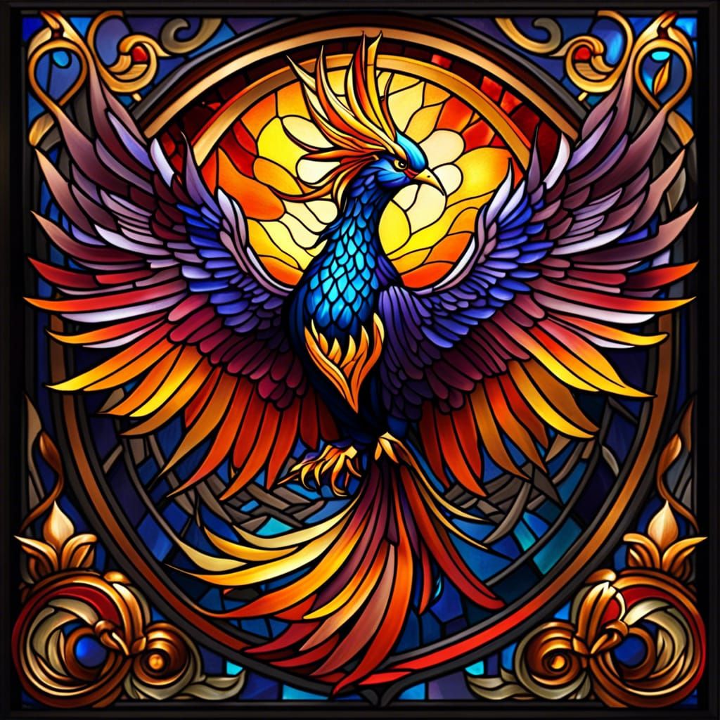 Stained glass phoenix - AI Generated Artwork - NightCafe Creator