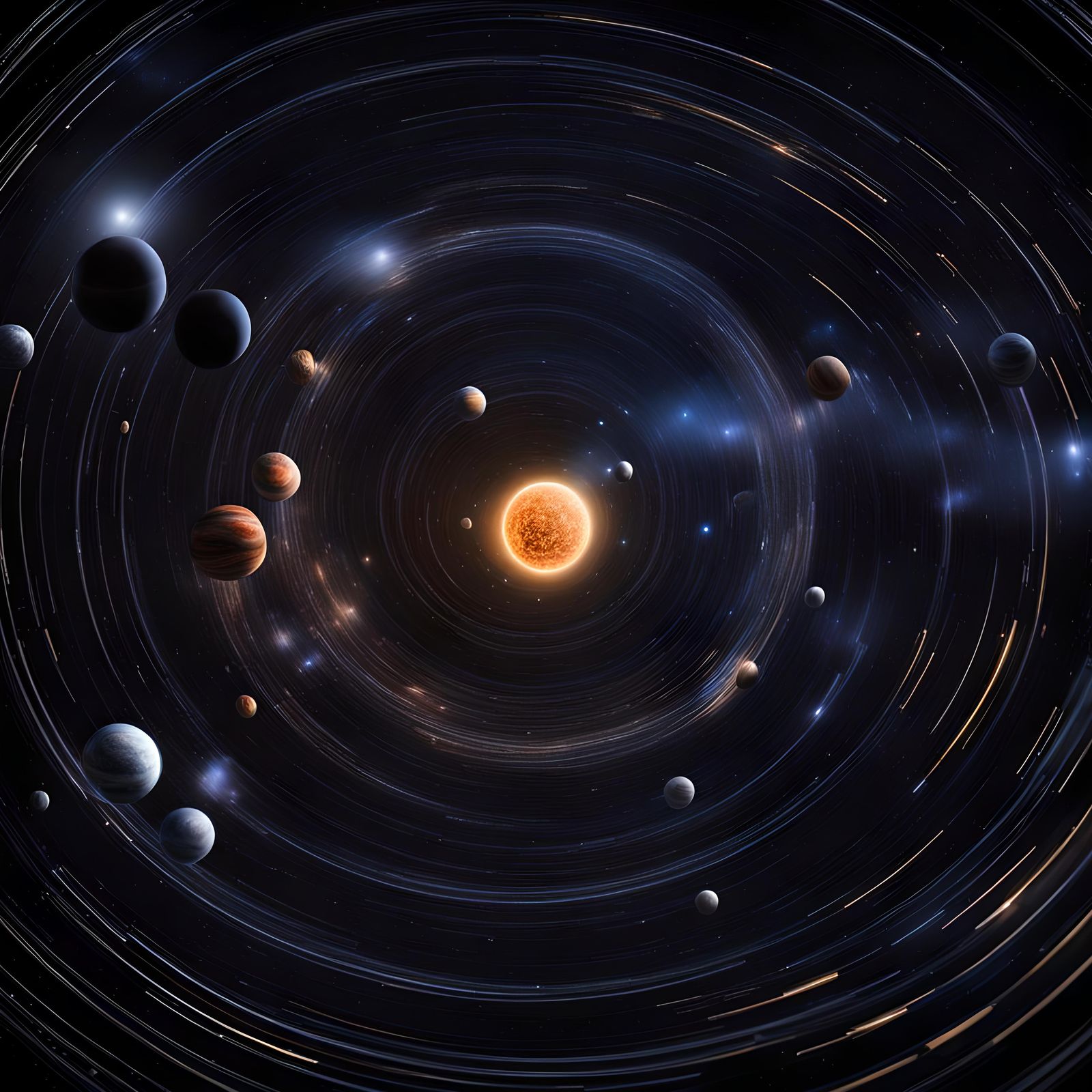 spheres in the void, space, cosmic, long exposure, detailed, 5k - AI ...