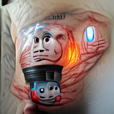 thomas the tank engine flesh light hyperrealism