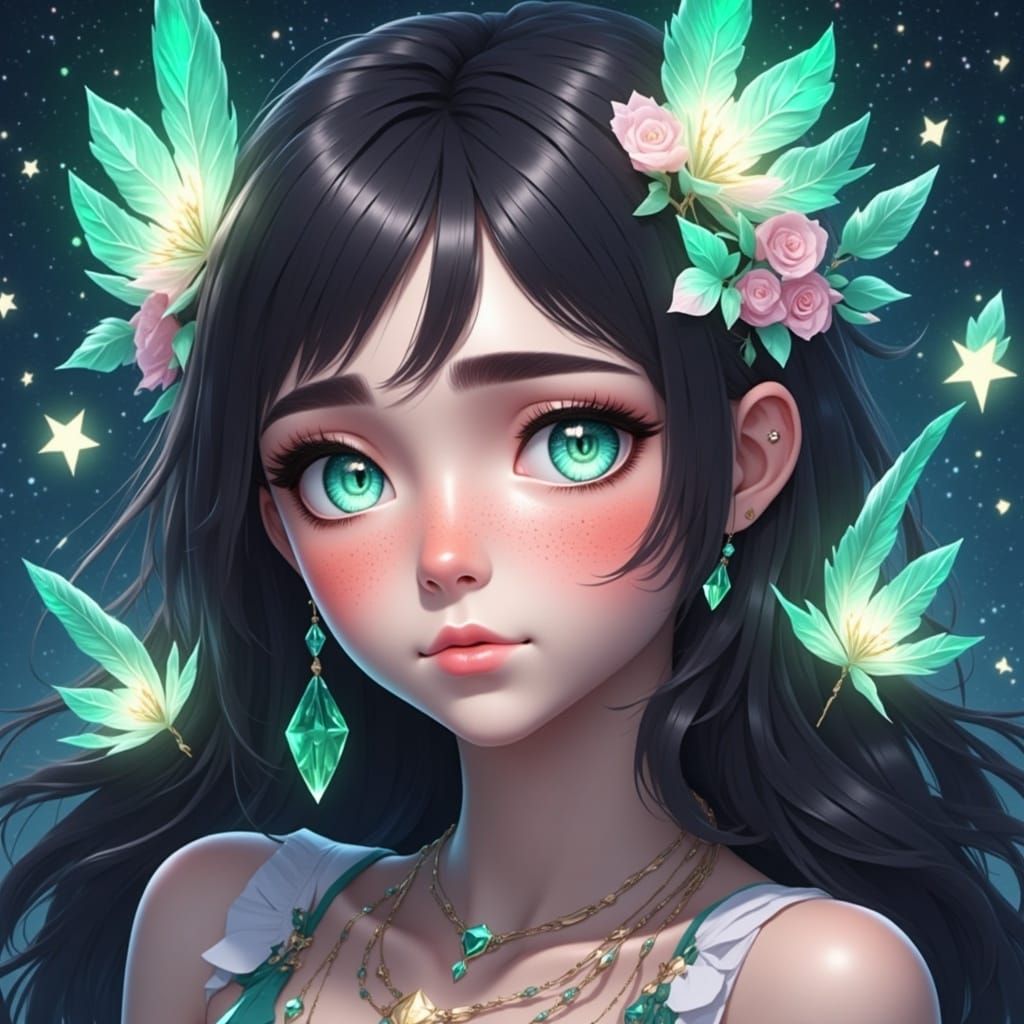 <lora:Alfhildr Fx:1.0>, cute anime girl with freckles, detailed head and shoulders portrait, featured on pixiv, kawaii, lofi, anime art, Ult...