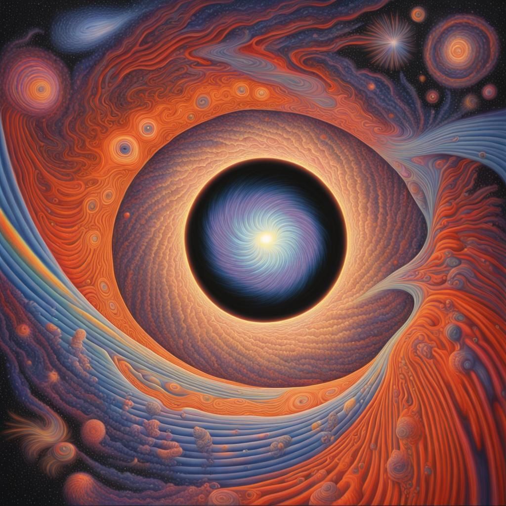 Psychedelic Art, Galaxies rotating around a supermassive bla...