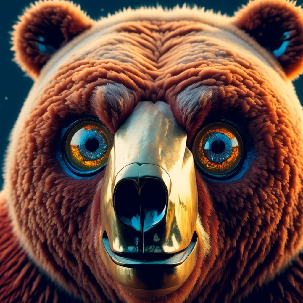 "Close-up Microphotograph: Towering obese Bear (Lamp Eyes)- Confident Fuzzy, perfect anatomy": <lora:BearZFX0LampEyes:1.0> 