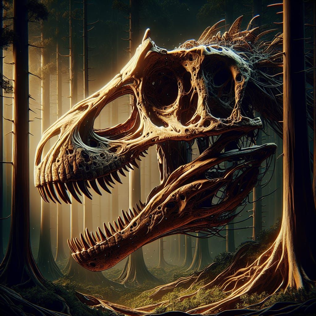 velociraptor skull, Fight  ,Forest...