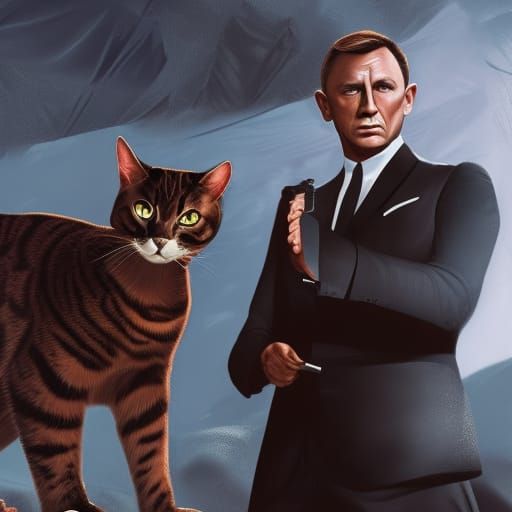 James bond and a cat