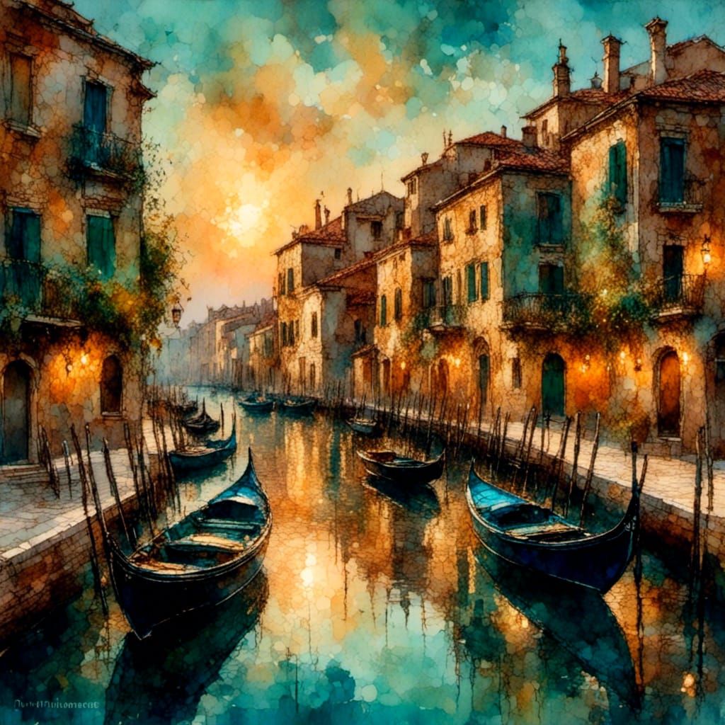 venice sunset by Paul Cezanne <lora:Lights Camera Action:1.0> <lora:Cute vintage:1.0>   by @Moonhouse23
