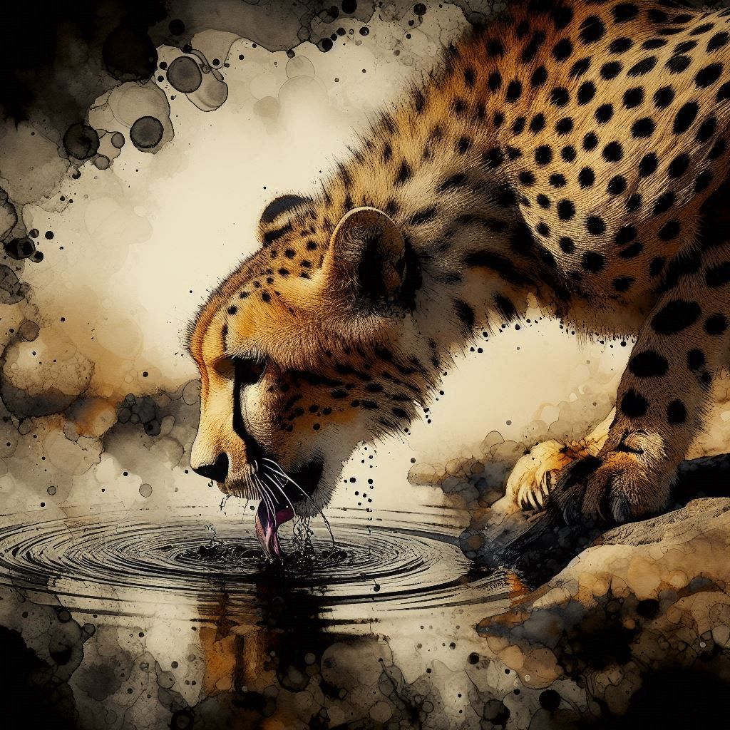 Cheetah at Waterhole