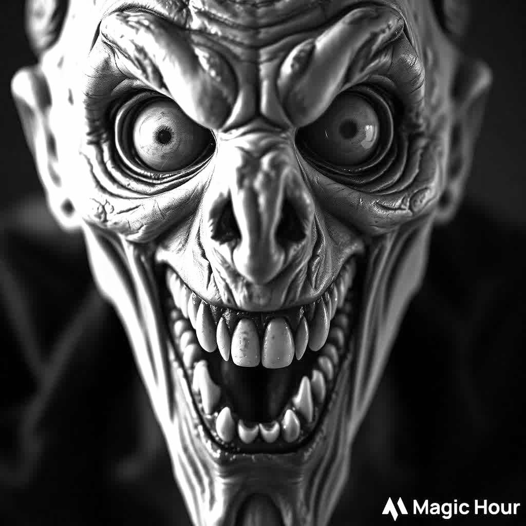 Very creepy fictional fantasy horror art creation of a 2001 ...