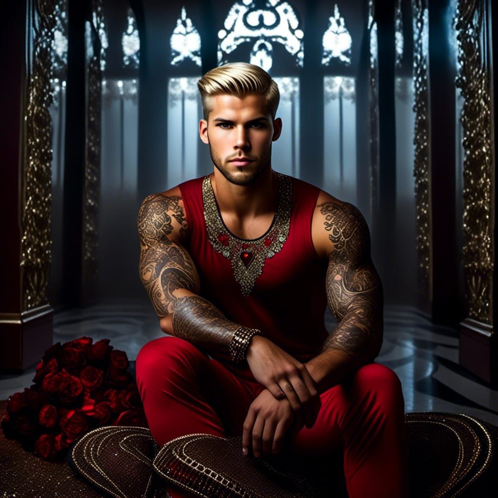 Handsome man wearing red