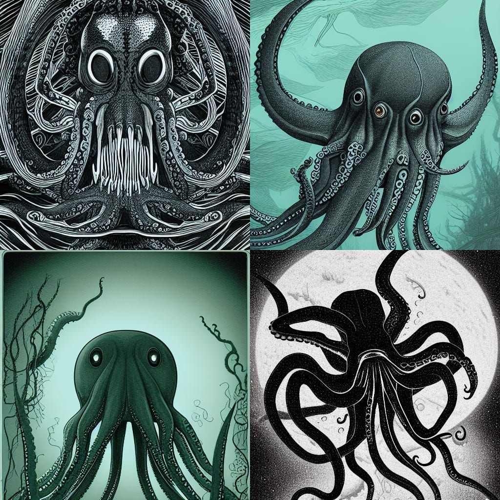 A monster of vaguely anthropoid outline, but with an octopus...
