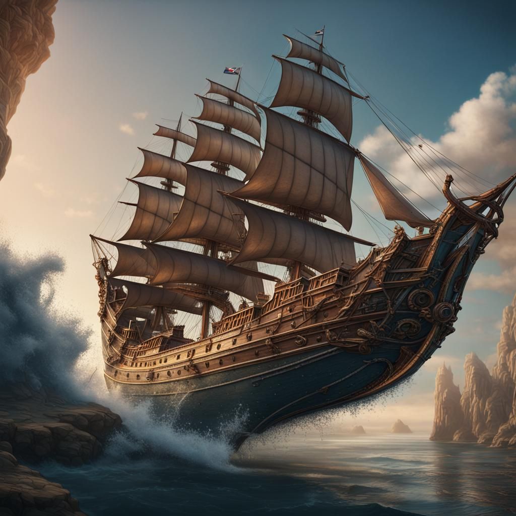 sailing ship in the shape of a shoe