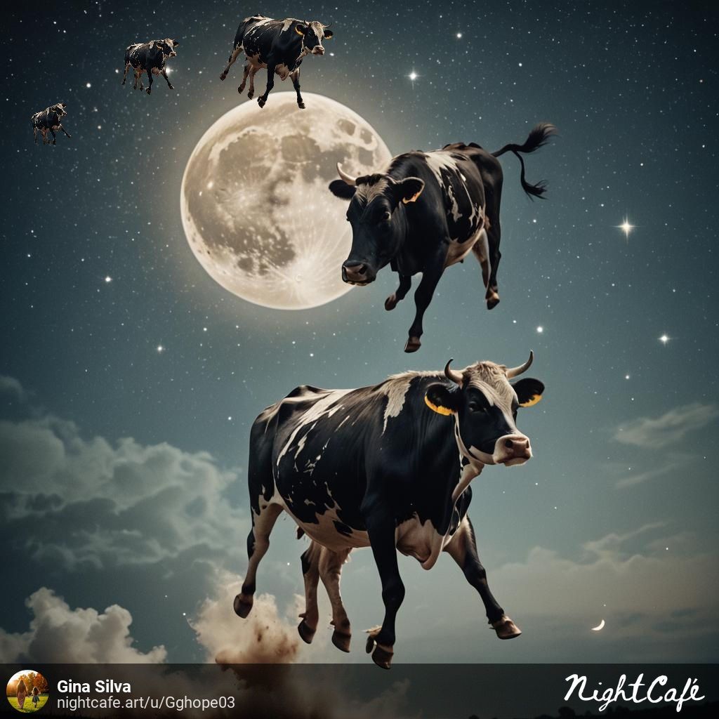 Cows jumping over the moon