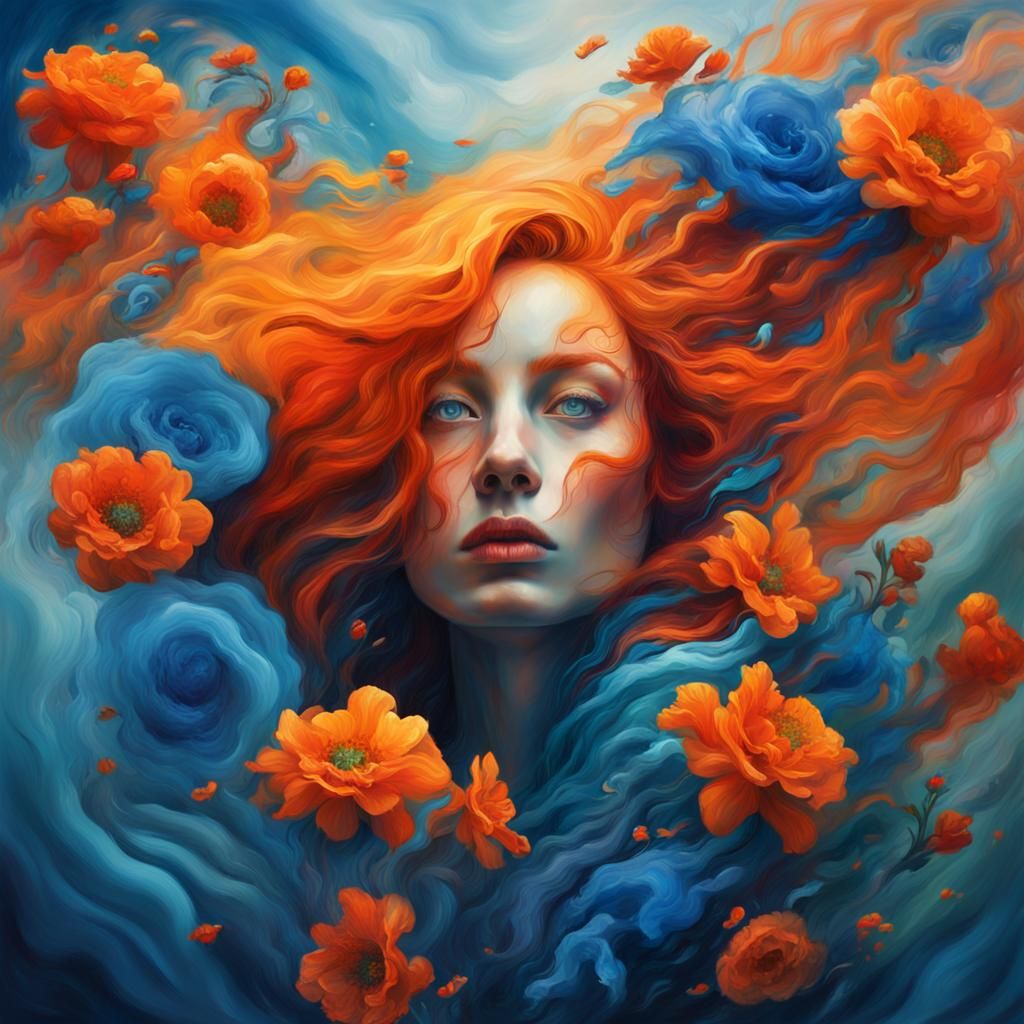 Surreal Portrait with Vivid Colors and Dreamlike Details