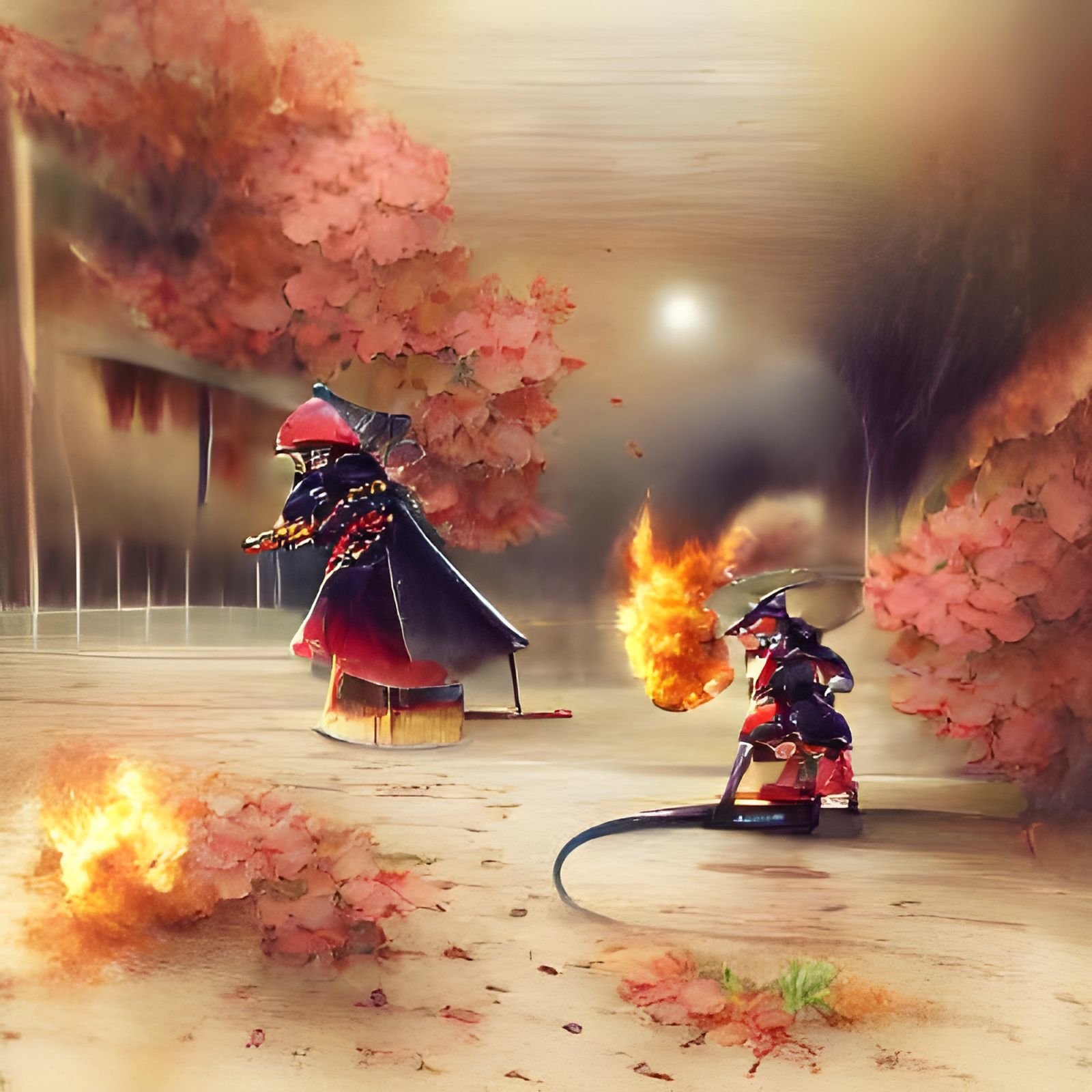 Samurai Vs fire ninja - AI Generated Artwork - NightCafe Creator