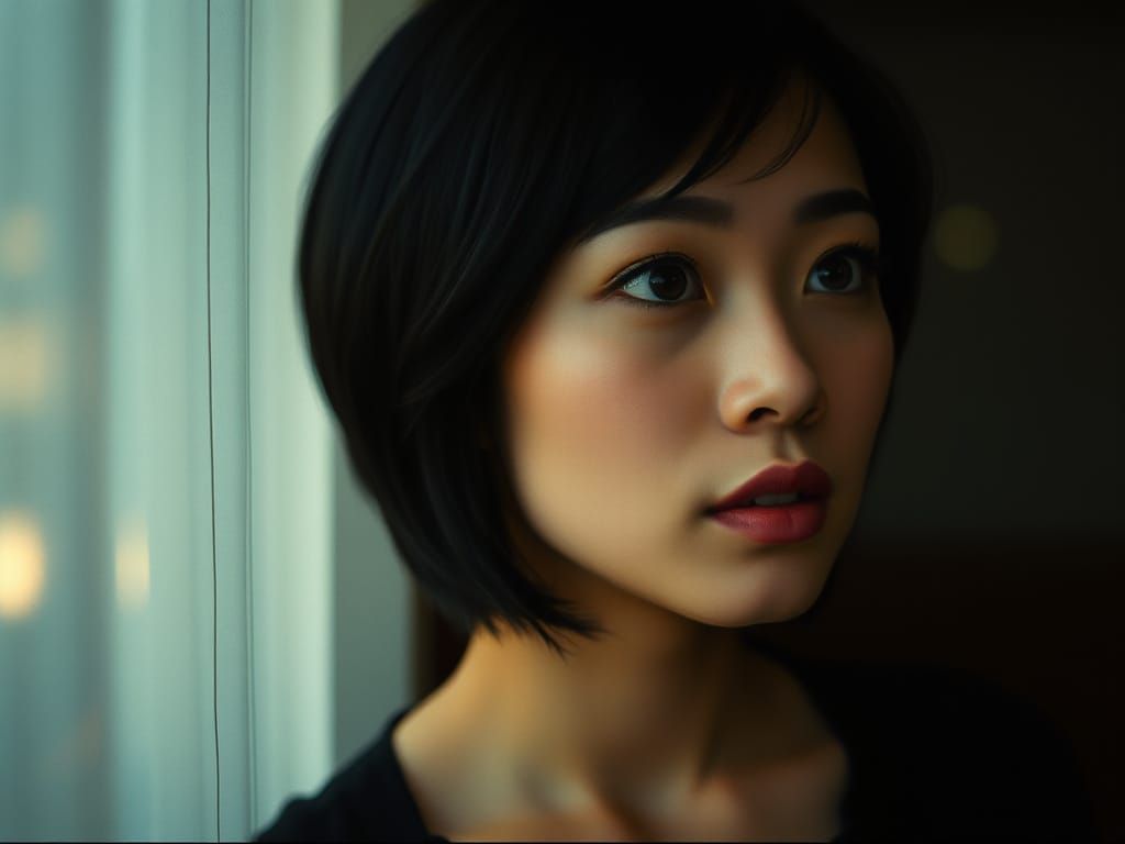 Portrait of an Asian Woman in Moody Film Style