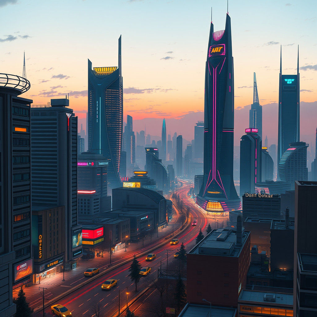 Futuristic Bnei Brak Cityscape at Dusk