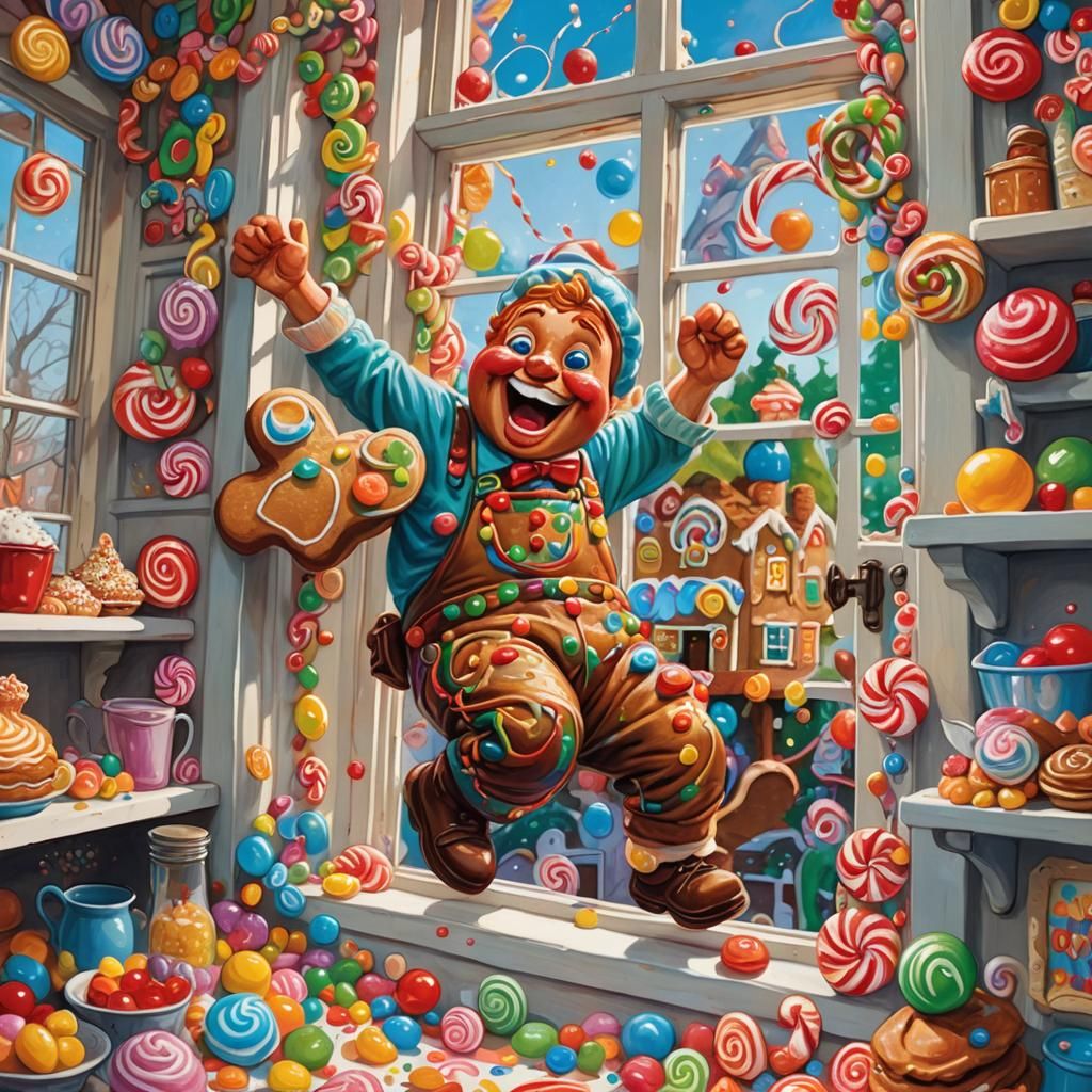 Gingerbread Man's Joyful Escape to Candyland