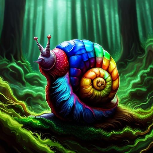 Metal-head snail in forest - AI Generated Artwork - NightCafe Creator