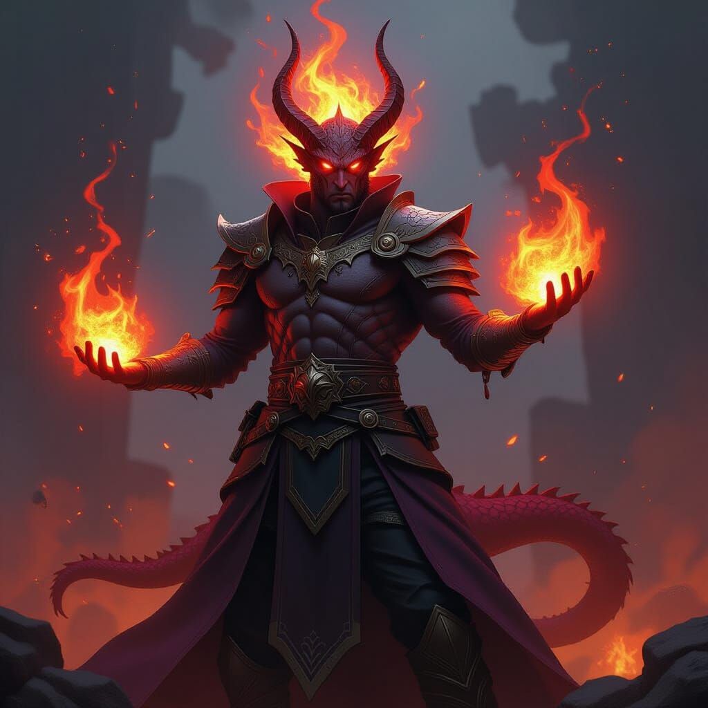 Red half-dragon evoker