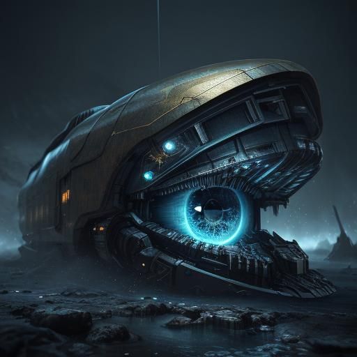 "cute adorable friendly happy blackberry with huge beautiful eyes" epic, atmospheric, in dark blue gold acid rain, deep depth of field, by A...