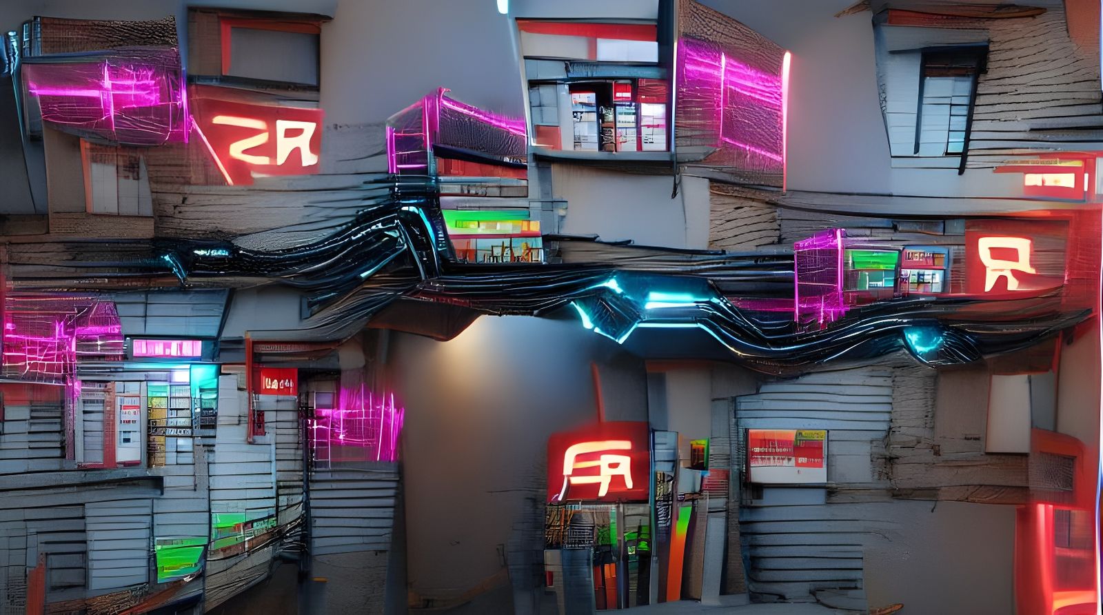 Photorealistic cyberpunk street level