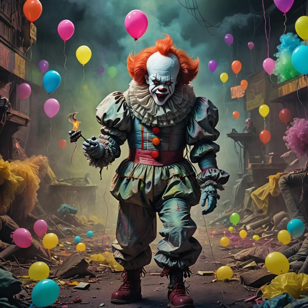 A hauntingly vibrant full body view of Pennywise the clown - AI ...