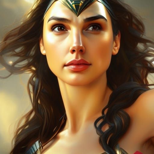 Gal Gadot As Wonder Women head and shoulders portrait, 8k resolution ...