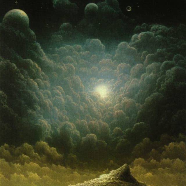Beautiful clouds on the sky With stars in the background Gus...