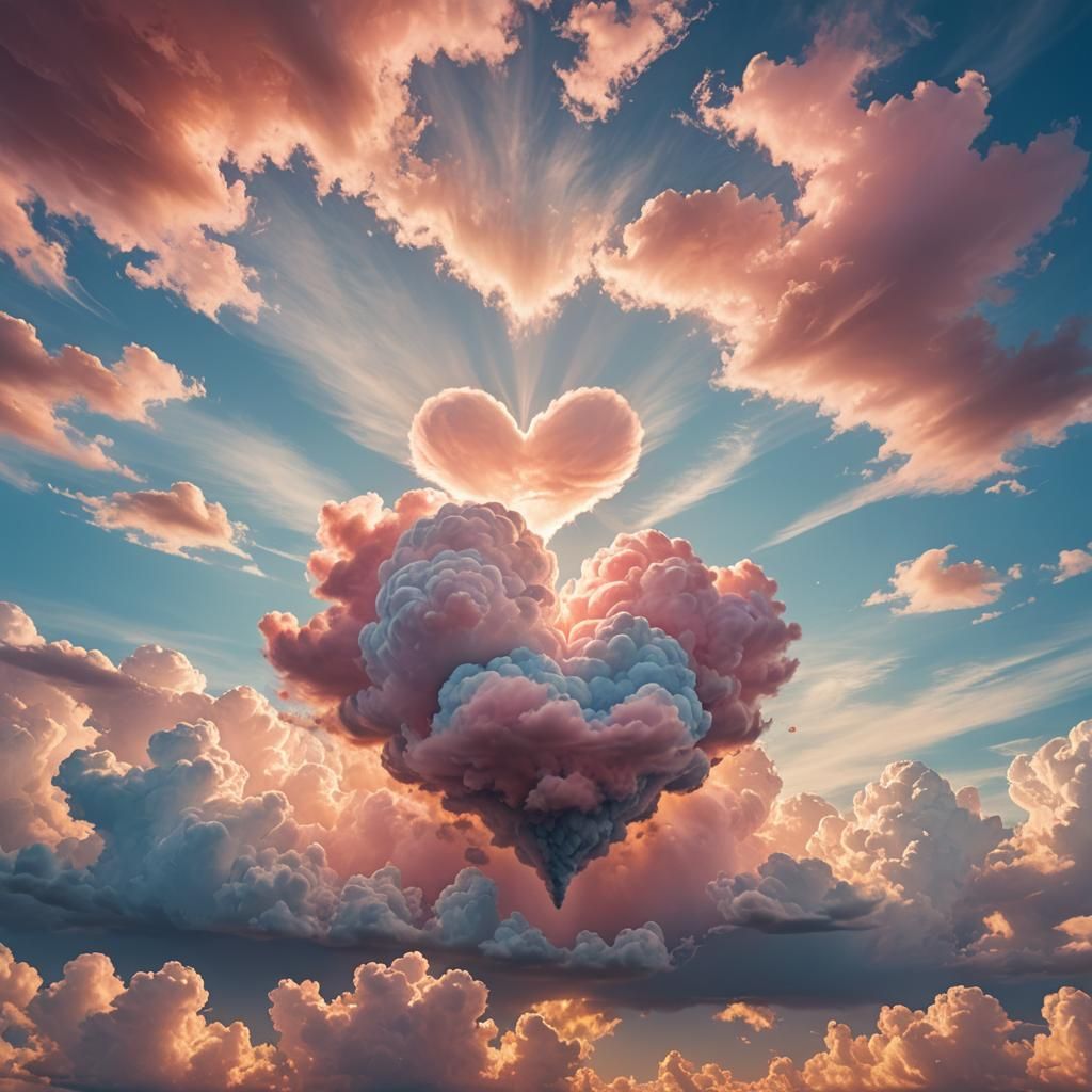 Heart Cloud in Dreamy Surrealist Sky