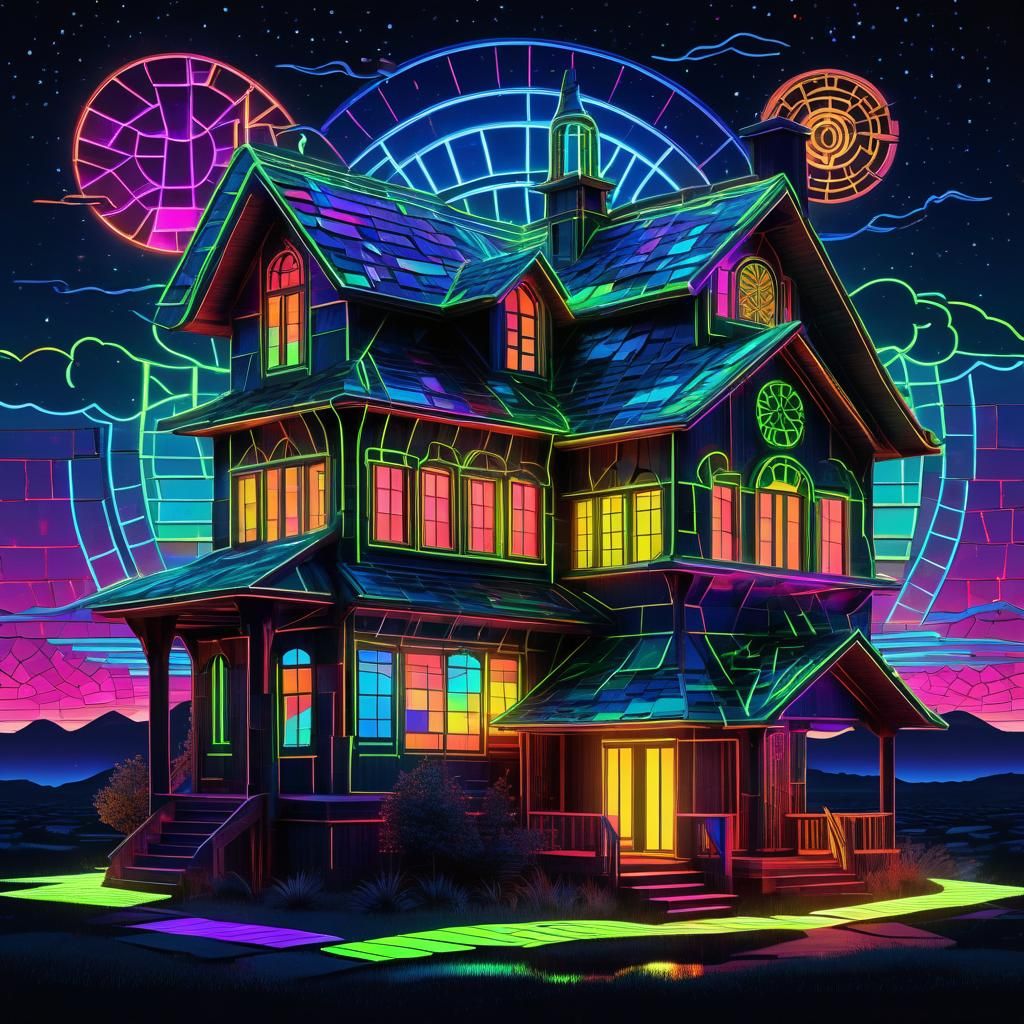 Neon Lit House