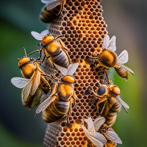 Bees ecosystem queens, worker bees, and drones AI Generated Artwork NightCafe Creator