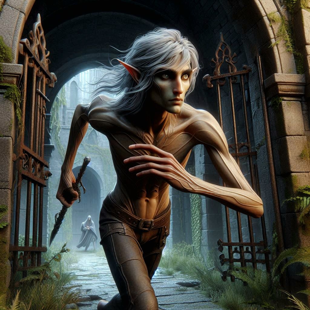 The thief, legging it